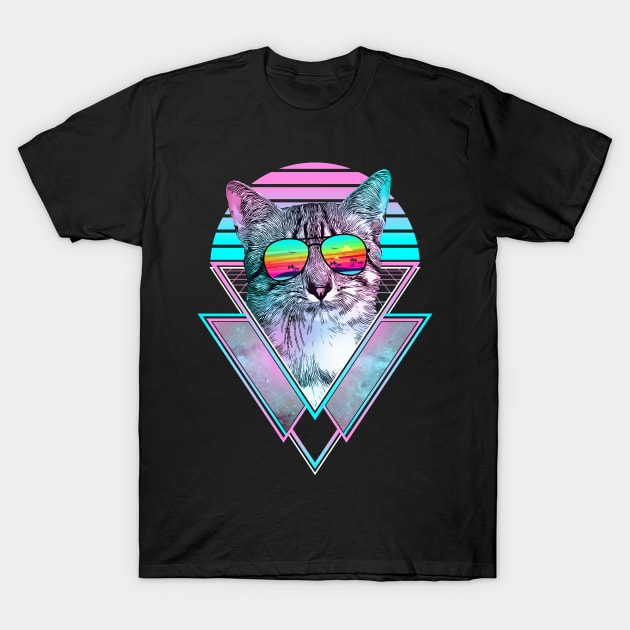 Egyptian Mau Cat Vintage Retro Vaporwave Beach Vibe T-Shirt by TheBeardComic